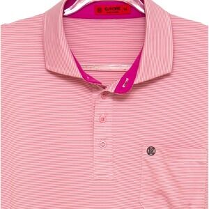 G/Fore Golf Polo Pink and White Stripe Golf Performance Shirt Mens XL Pin Stripe